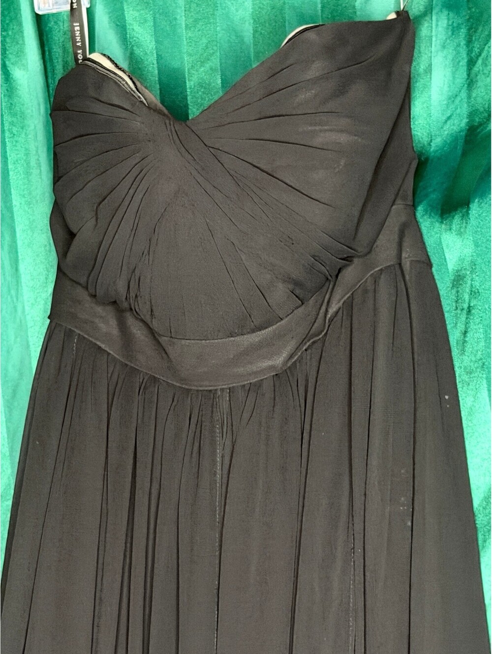 Jenny Yoo Strapless Charcoal Grey Chiffon Bridesmaid Gown Womens Size 6 Ruched
